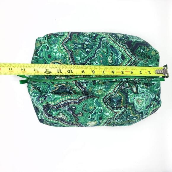 Handmade Makeup Cosmetic Bag Set Green Floral Travel Zip Case Lined Make Up - Picture 12 of 13